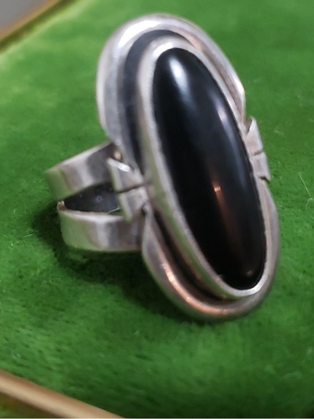 Native Silver Ring with Black Onyx